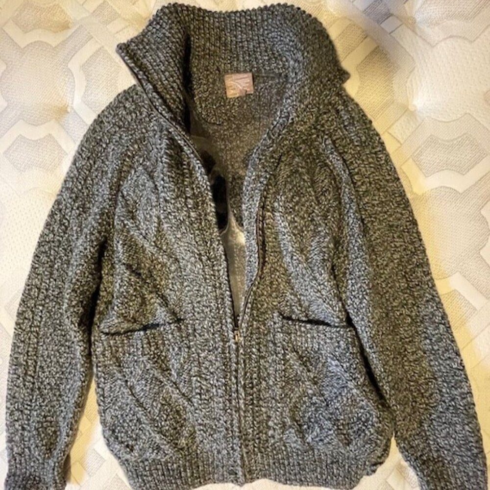 Aran Woollen Mills 100% Merino Wool Full Zip Sweater Sz M